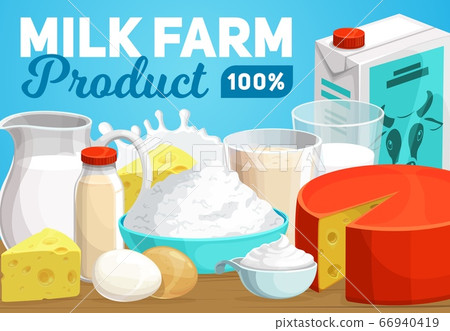 Dairy products and farm milk vector banner 66940419