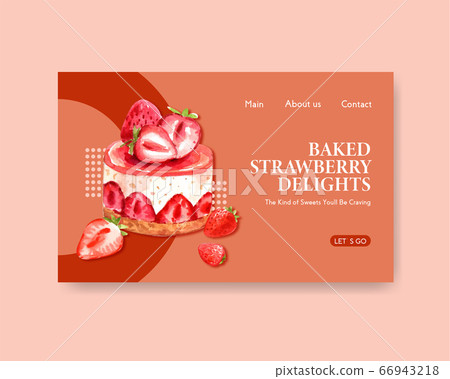 website template with strawberry baking design for 66943218
