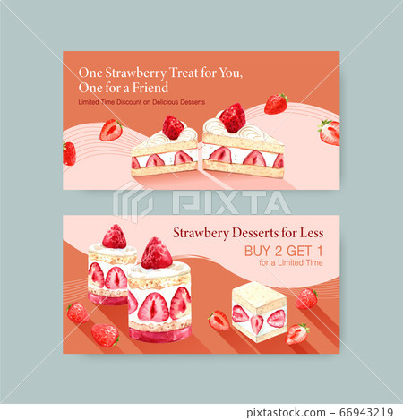Twitter template with strawberry baking design 66943219