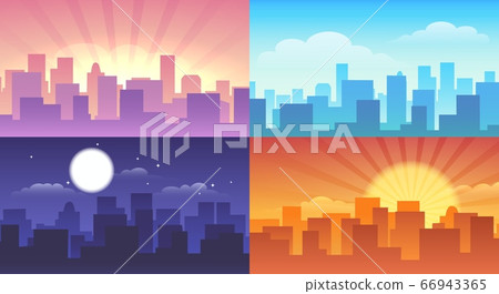 Night and daytime cityscape 66943365