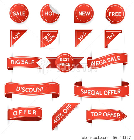 Retro promo and offer stickers - Stock Illustration [66943397] - PIXTA