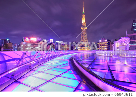 [愛知縣]名古屋電視塔和水上宇宙飛船的夜景 66943611