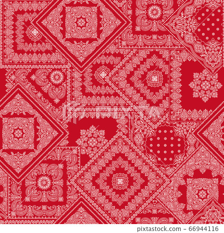 Seamless patchwork pattern of bandana material, Seamless patchwork pattern of bandana material, 66944116