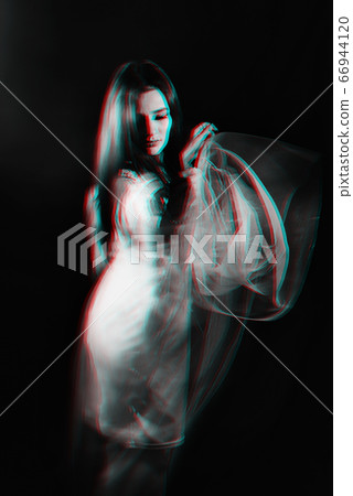 crazy portrait of a girl with mental disorders and schizophrenic diseases with blur crazy portrait of a girl with mental disorders and schizophrenic diseases with blur 66944120