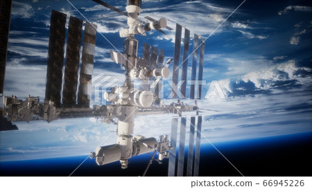 A view of the Earth and a spaceship. ISS is 66945226