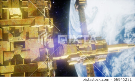 Space Station And Earth. 3D Animation 66945251
