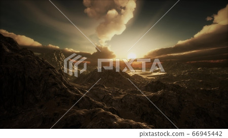 Sun Rays over Mountains in a Valley Sun Rays over Mountains in a Valley 66945442