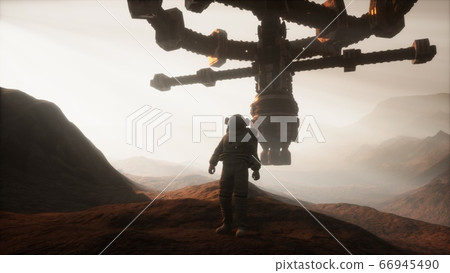 Astronaut walking on an Mars planet Astronaut walking on an Mars planet 66945490