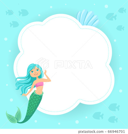 Cute Little Fairytale Mermaid with White Blank Speech Cloud Vector Illustration Cute Little Fairytale Mermaid with White Blank Speech Cloud Vector Illustration 66946701