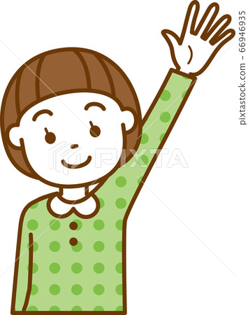 Image illustration of a girl raising hands 66946935