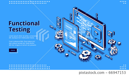 Software testing isometric banner, functional test 66947153