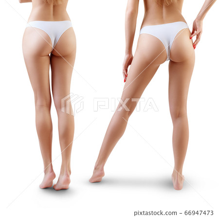Collage of perfect female legs and buttocks from back and side view. Collage of perfect female legs and buttocks from back and side view. 66947473