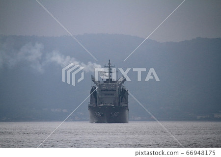 Maritime Self-Defense Force, a supply ship "Towada" sailing off Kure base Maritime Self-Defense Force, a supply ship "Towada" sailing off Kure base 66948175