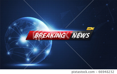 Breaking News template title with shadow on world map background for screen TV. vector design. 66948232