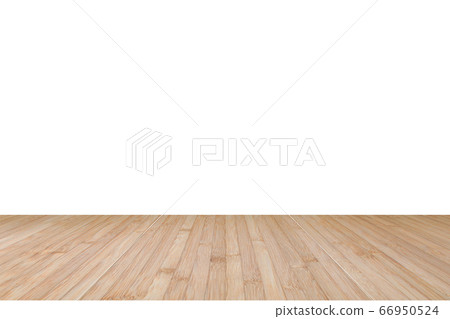 Wood floor with empty white wall background texture 66950524