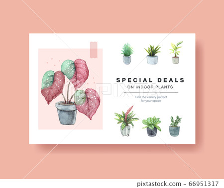 Facebook template with summer plants design for 66951317