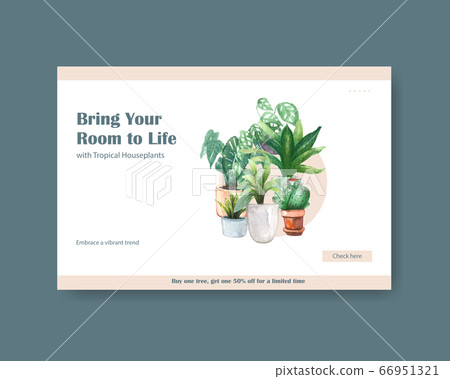 Facebook template with summer plants design for 66951321
