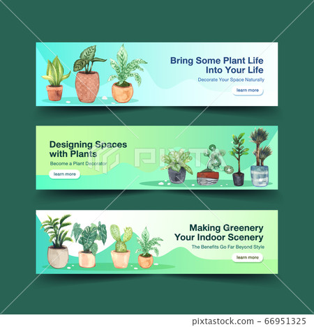 Summer plants banner template design 66951325
