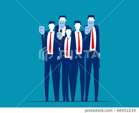 Group of people covering their face with marks. 66952210