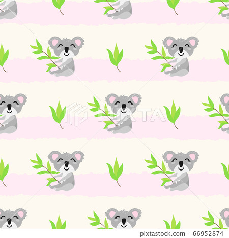 Vector seamless pattern with cute koalas and...-插圖素材 [66952874] - PIXTA圖庫