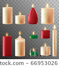 Set of realistic burning candles 66953026