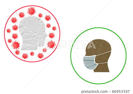 Human male head paper wearing face mask. New Human male head paper wearing face mask. New 66953587