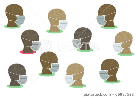 Human male head paper wearing face mask. New Human male head paper wearing face mask. New 66953588