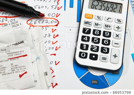 business office desk closeup - financial reports, business office desk closeup - financial reports, 66953799