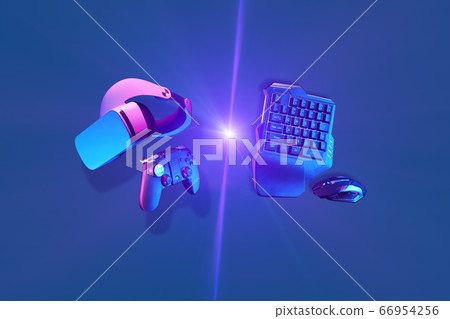 Virtual reality headset and gamepad vs games keyboard and mouse. Virtual reality headset and gamepad vs games keyboard and mouse. 66954256
