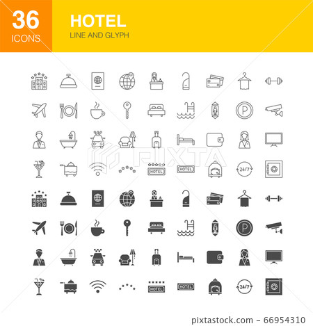 Hotel Line Web Glyph Icons 66954310