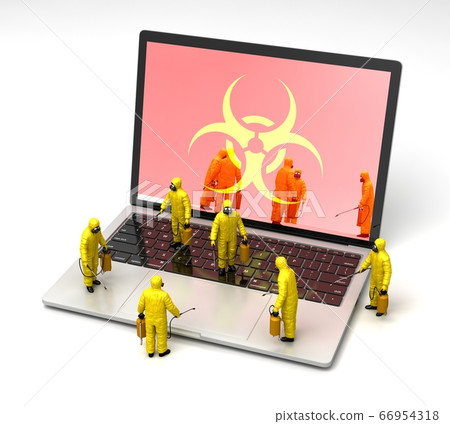 People who disinfect a computer infected with a virus 66954318