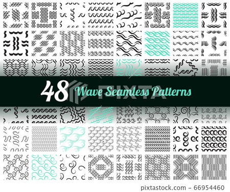 Set of Blue Wave Seamless Vector Patterns or Sea Set of Blue Wave Seamless Vector Patterns or Sea 66954460