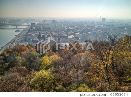 Beautiful landscape above historical part of Budapest, Hungary. Beautiful landscape above historical part of Budapest, Hungary. 66955034