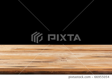 Retro wooden table on a black background can used for display or montage your products. Retro wooden table on a black background can used for display or montage your products. 66955054