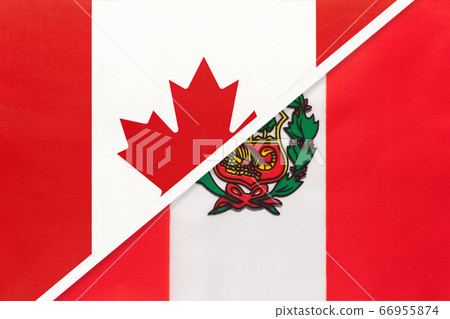 Canada and Peru, symbol of national flags  66955874