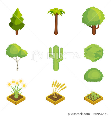 Natural isometric plants set for landscape design - Stock Illustration ...