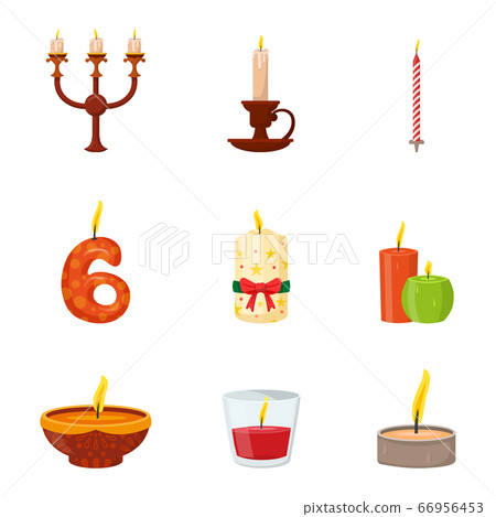 Burning candles different shapes and design set 66956453