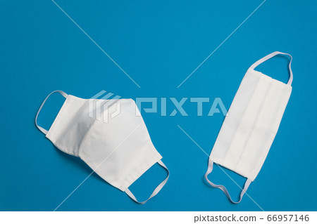 Two white reusable medical masks, isolated 66957146