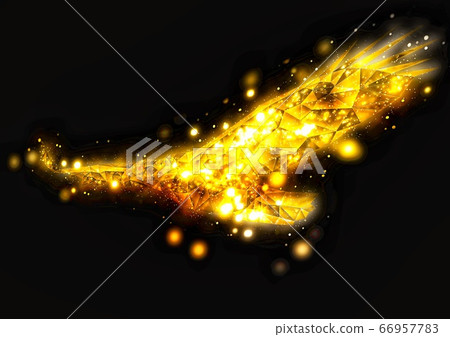 Golden shining abstract phoenix 66957783