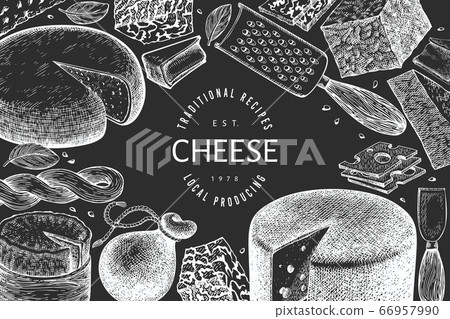 Cheese design template. Hand drawn vector dairy Cheese design template. Hand drawn vector dairy 66957990
