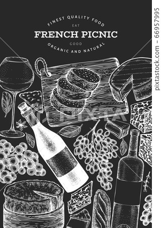 French food illustration design template. Hand French food illustration design template. Hand 66957995