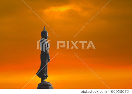 Sunday Buddha and sunset cloud on sky on the 66958073