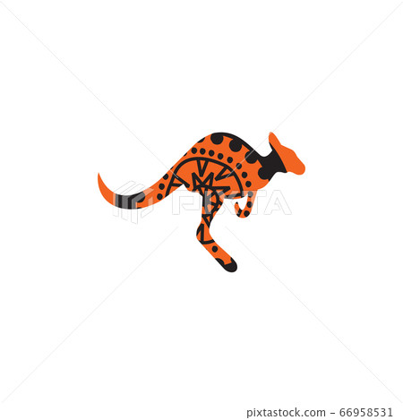 Kangaroo icon with aboriginal art design style Kangaroo icon with aboriginal art design style 66958531