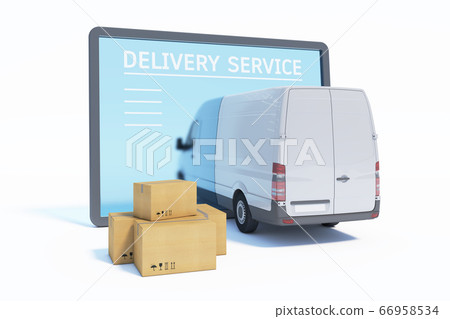 delivery service at online store, 3d illustration delivery service at online store, 3d illustration 66958534