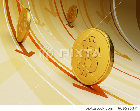 growth of bitcoin currency, 3d rendering 66958537