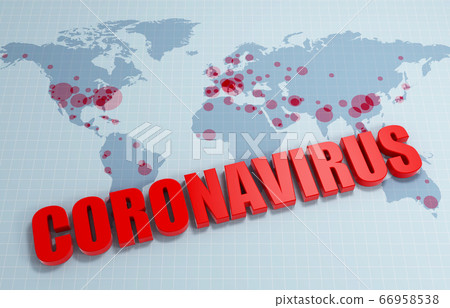Covid-19 Coronavirus pandemic concept, 3d 66958538