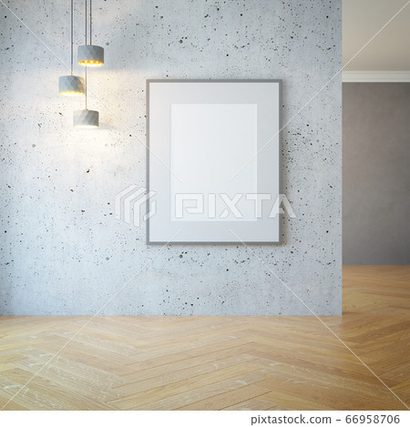 empty room with light and blank pictures, 3d empty room with light and blank pictures, 3d 66958706