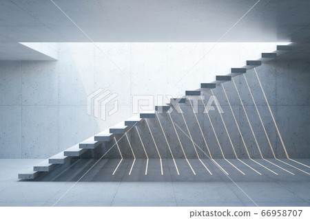 modern staircase in concrete interior, 3d modern staircase in concrete interior, 3d 66958707