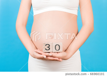 Cropped image of cubes with thirty weeks of 66960101