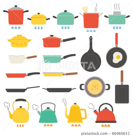 Kitchen pan kettle frying pan food illustration set 66960651